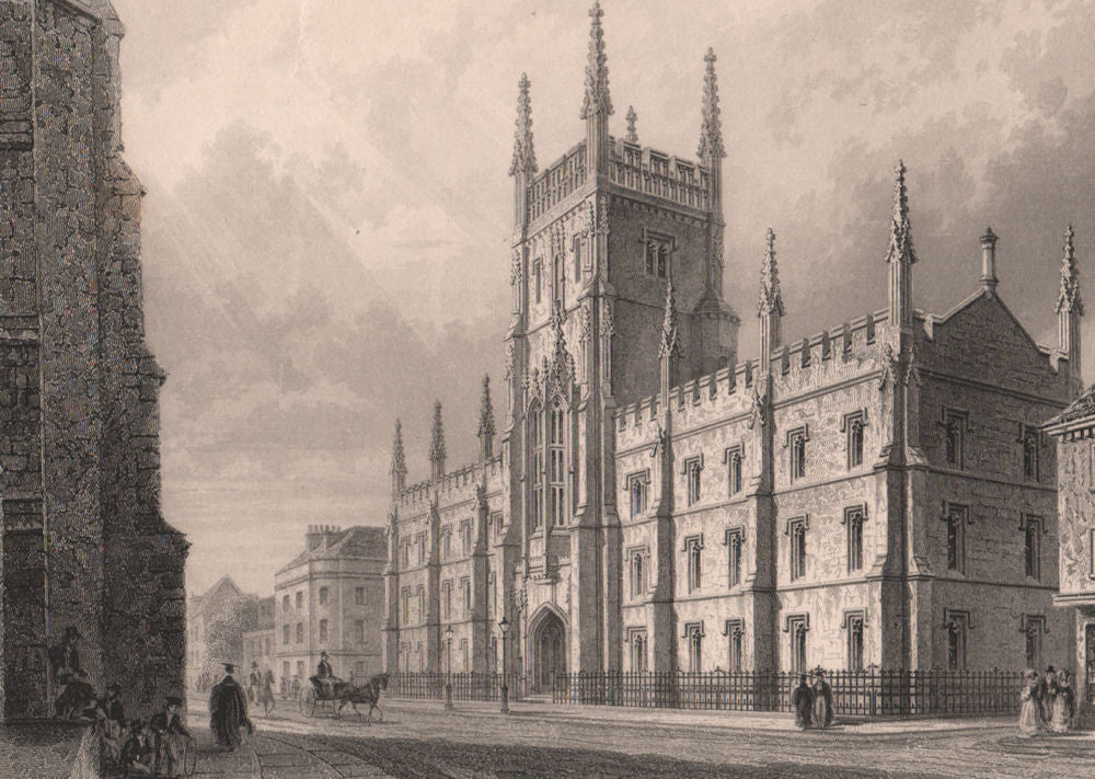 CAMBRIDGE.The University or Pitt Press. LE KEUX 1841 old antique print picture